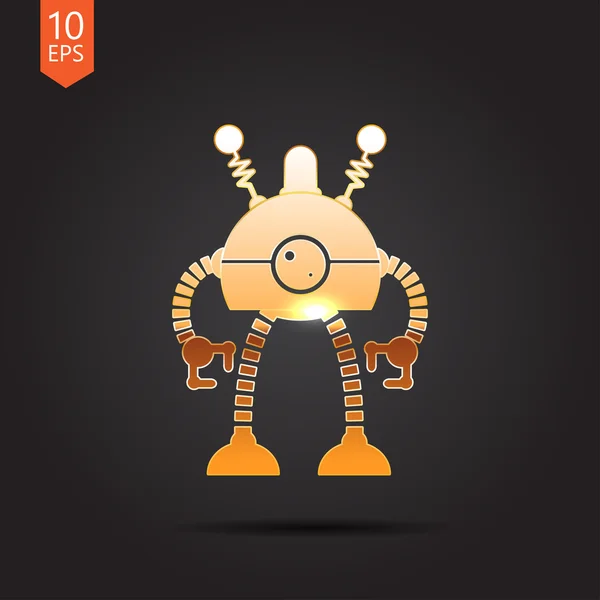 Gold retro robot toy icon — Stock Vector