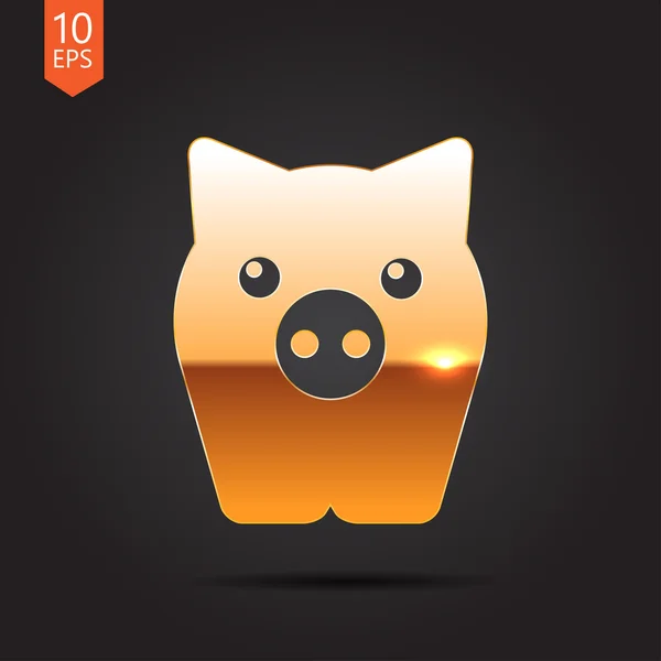 Gold pig icon — Stock Vector