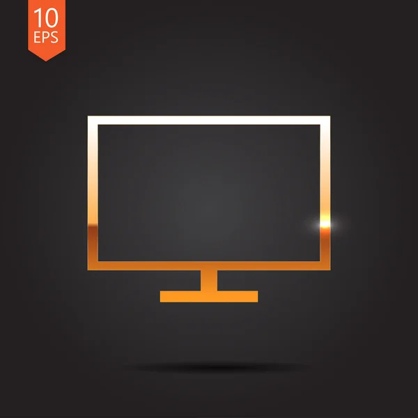 TV plana o icono del monitor — Vector de stock