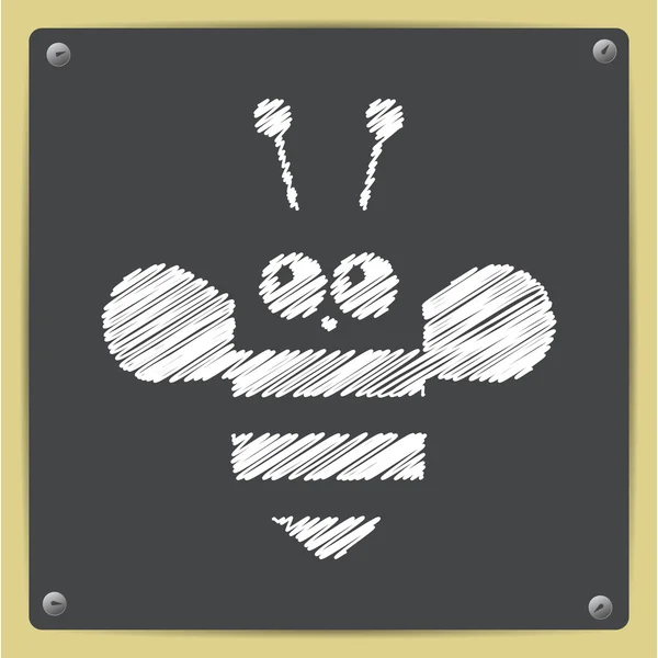 Bee pictogram krijt getrokken — Stockvector