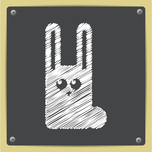 Tiza dibujado icono de conejo — Vector de stock