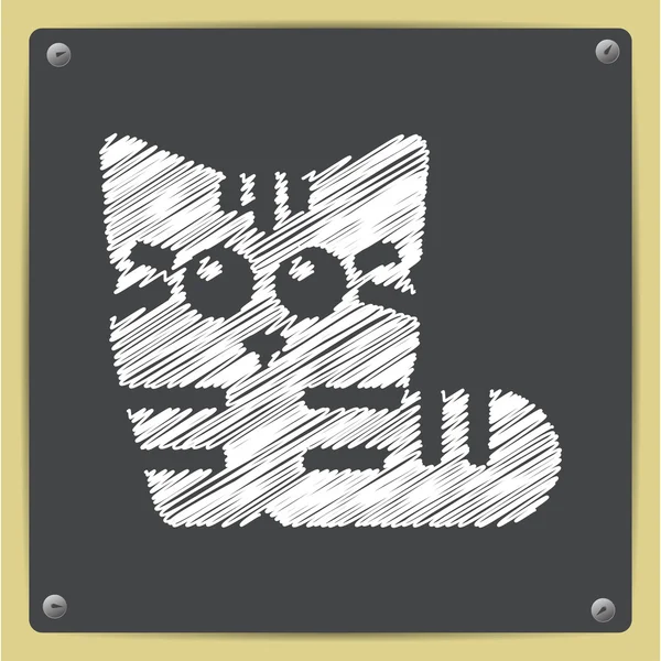 Icône de chat dessinée à la craie — Image vectorielle