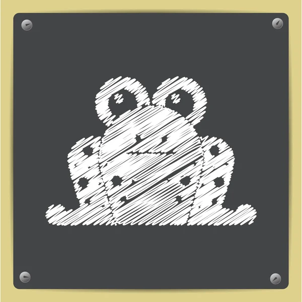 Ikon katak yang digambar kapur - Stok Vektor