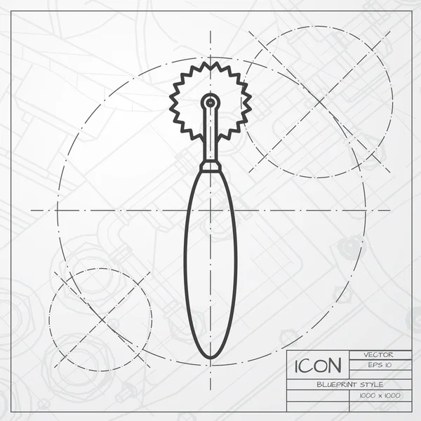 Schneidersymbol auf Blaupause-Hintergrund — Stockvektor
