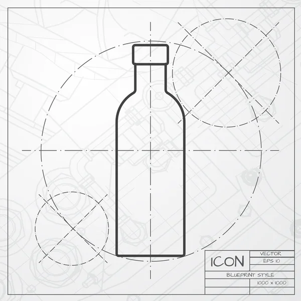 Ölflaschensymbol auf Blaupause-Hintergrund — Stockvektor