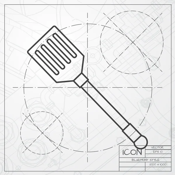 Ícone de espátula no plano de fundo engenheiro —  Vetores de Stock
