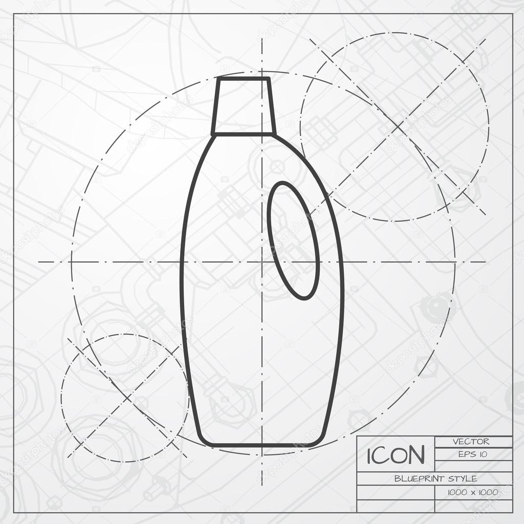 cleaner bottle icon on blueprint background
