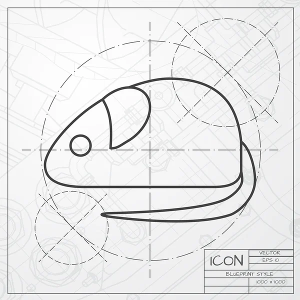 Иконка мыши на фоне чертежа — стоковый вектор