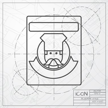 Flat chef icon on blueprint background