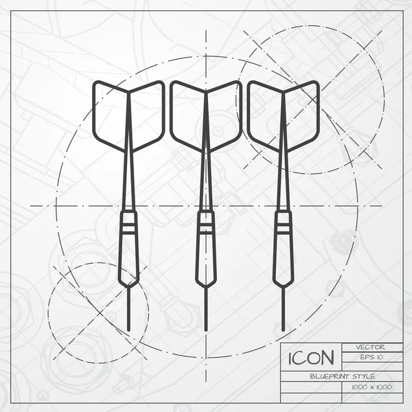 蓝图背景上的飞镖图标 — 图库矢量图片