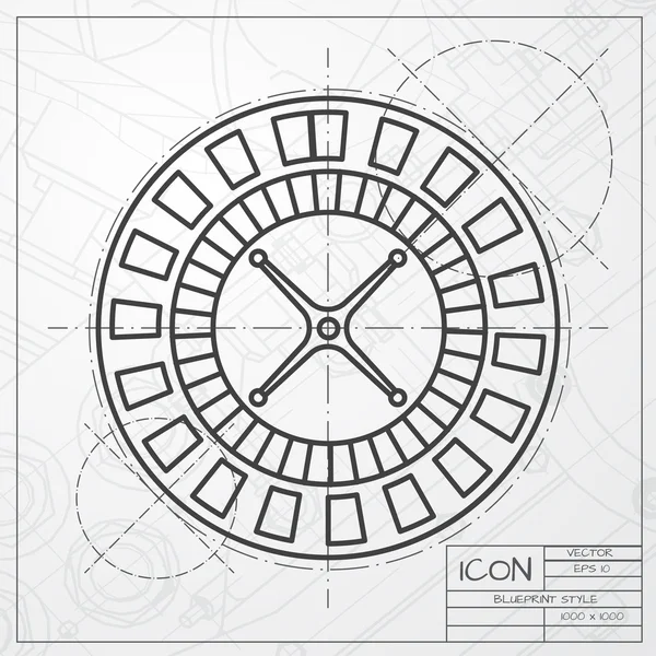 Rueda de ruleta de casino sobre fondo plano — Vector de stock