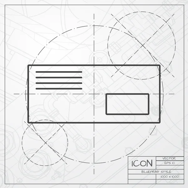 Postpictogram op blauwdruk achtergrond — Stockvector