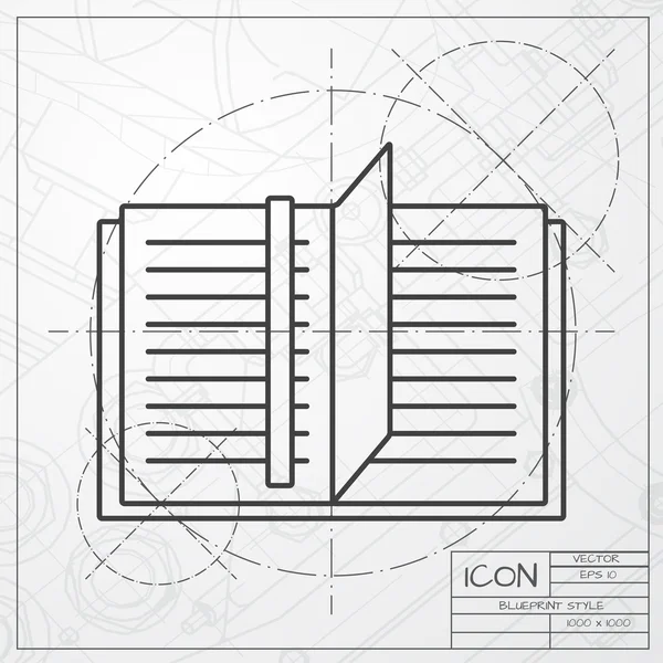 Notebook ikon háttér blueprint — Stock Vector