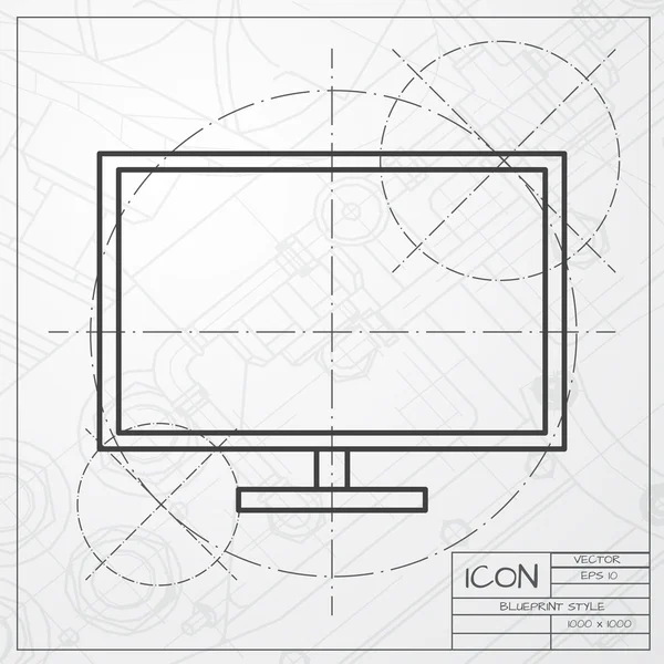 Ícone de TV ou monitor no plano de fundo — Vetor de Stock