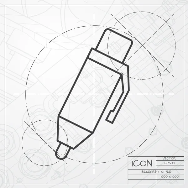 Ícone caneta plana — Vetor de Stock