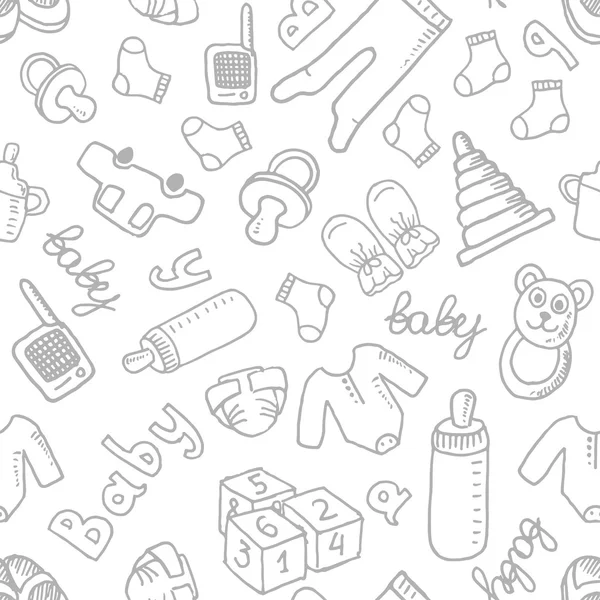 Naadloze patroon met baby items — Stockvector