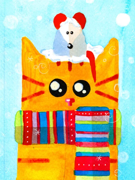 Χριστούγεννα γάτα χειμώνα — Φωτογραφία Αρχείου