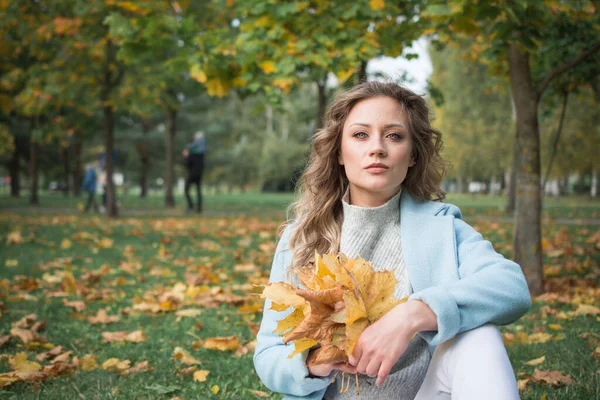 Sonbahar Parkında Güzel Bir Kızın Portresi — Stok fotoğraf