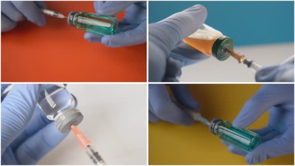 Insuline injectie, covid-19 vaccin, pijnstiller injectie — Stockvideo