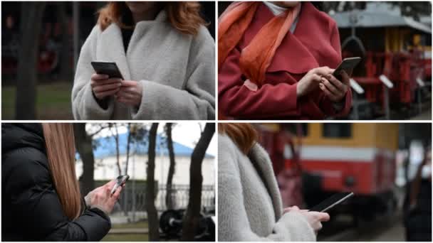 Vrouwelijke handen en smartphone gebruik — Stockvideo