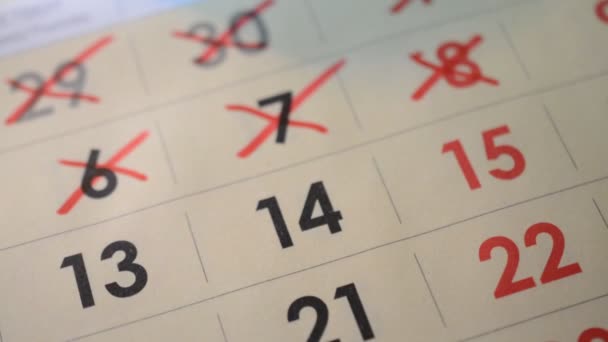 Conceito de prazo com marca vermelha na data do calendário — Vídeo de Stock