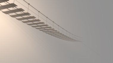 siste kaybolan köprü asılı üzerinde 3d Fuzzy. 3D çizim.
