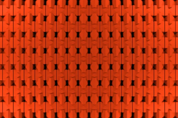 タイルのオレンジ色の抽象的なキューブの背景。高品質 3 d レンダリング幾何学的形状、タイル壁として。創造的なインテリア ルームの壁. — ストック写真