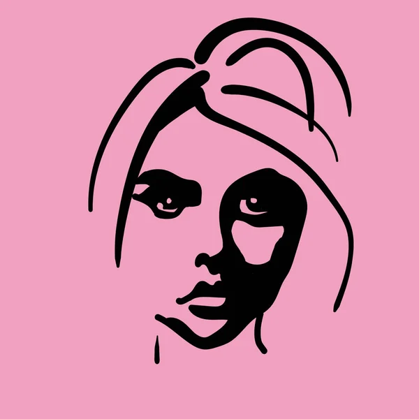 流行のパントンプリズムピンク色で作られた女の子のベクトル肖像画 — ストックベクタ