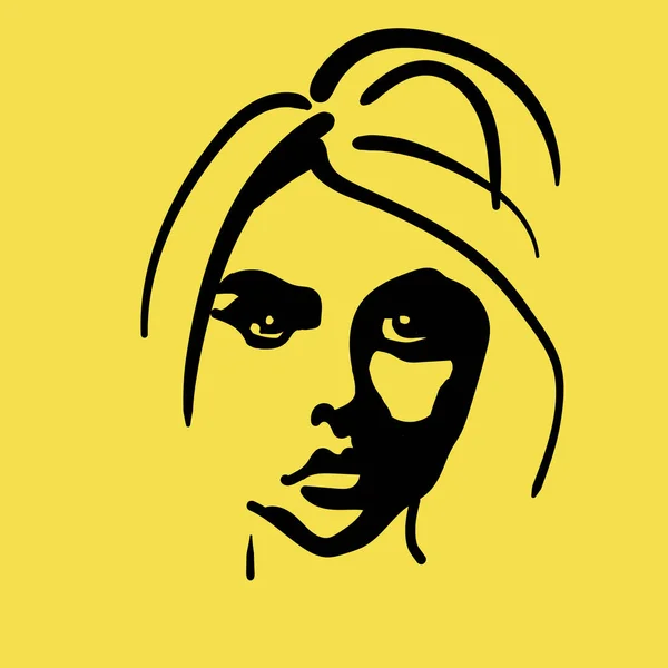 Векторне Обличчя Жінки Зроблене Модному Пантоне Ultimate Жовтого Кольору — стоковий вектор
