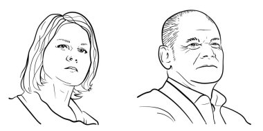Berlin, Almanya, 26 Eylül 2021: Annalena Baerbock ve Olaf Scholz 2021 Almanya federal seçimlerinde Şansölye adayı.