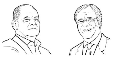 Berlin, Almanya, 26 Eylül 2021: Armin Laschet ve Olaf Scholz 2021 Almanya federal seçimlerinde Şansölye adayı.
