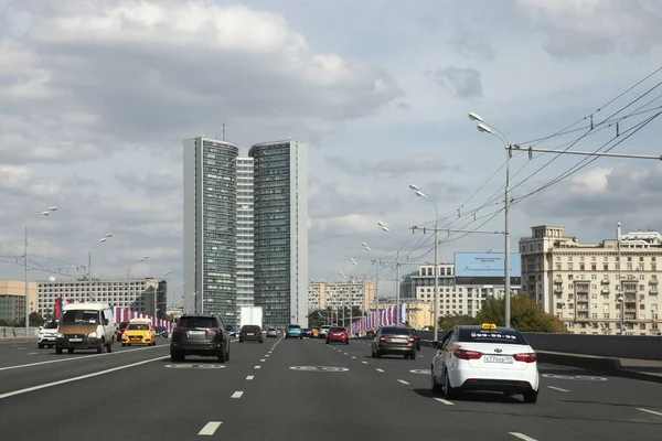 Moszkva Oroszország 2020 Kutuzovsky Kilátás Útra Novoarbatsky Hídon Sev Épület — Stock Fotó