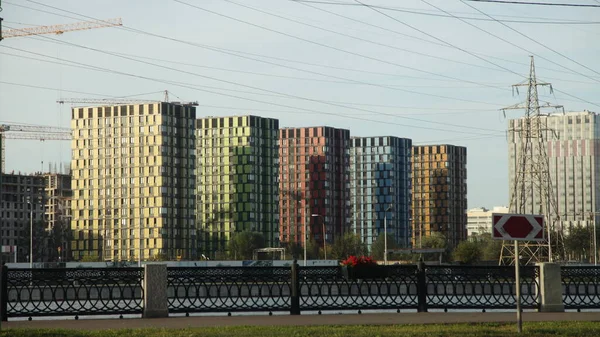 Moscou Russie 2020 Maisons Carrées Multicolores Complexe Résidentiel Technopark Sur — Photo