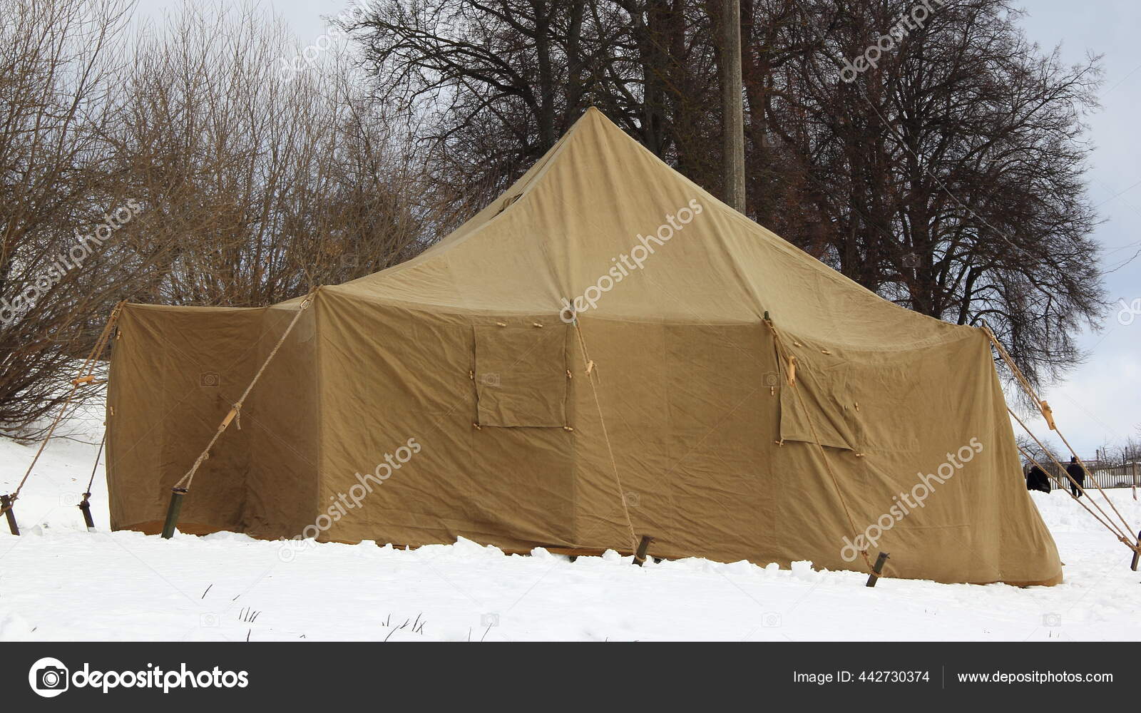 Big Khaki Military Camp Tent White Snow Trees Background Russian Stock  Photo by ©ilmarinfoto 442730374