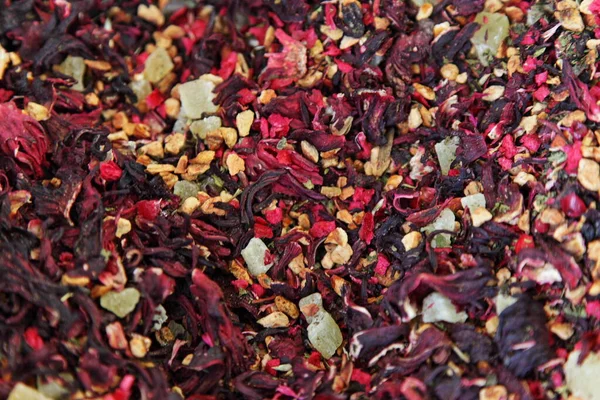 Dried red fruit tea mix background texture, natural ingredient for food cooking