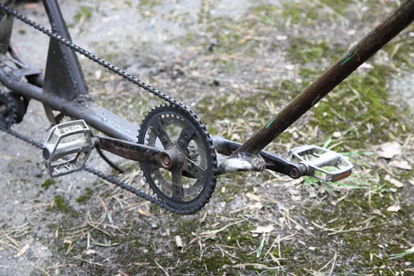 Старая Черная Педаль Велосипеда Заказ Педаль Педали Одной Скоростью Передняя — стоковое фото
