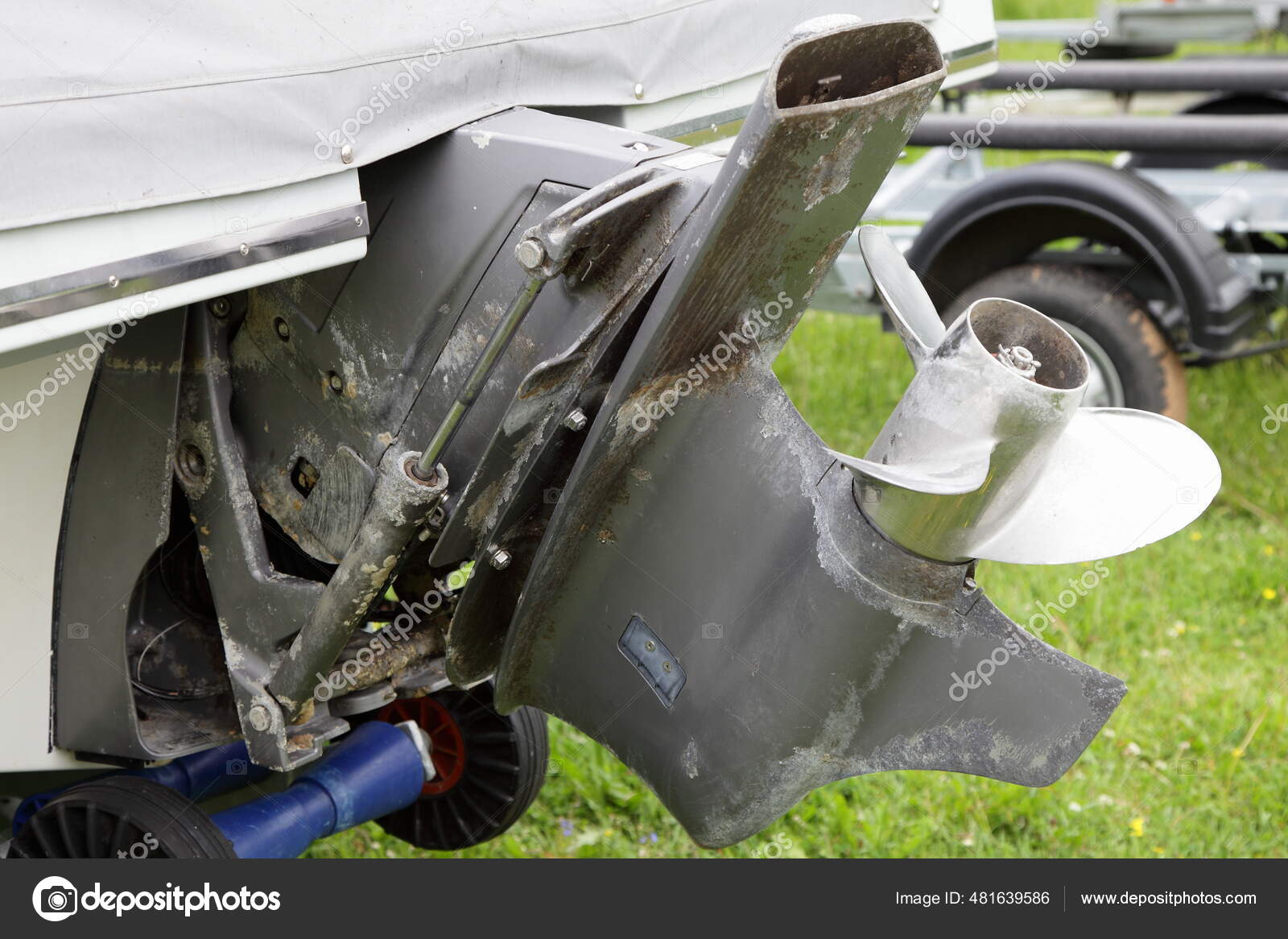 Old Inboard Motor Boat Transom Stern Drive Lower Unit Three Stock Photo ...