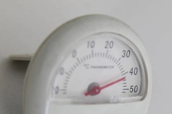 Termometro Aria Domestica Scala Bianca Con Temperatura Gradi Celsius Sfondo — Foto Stock