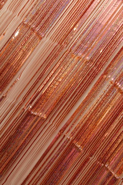 Shiny Bronze Colored Tinsel Diagonal Lines Vertical Frame Texture Festive — Stock Photo, Image