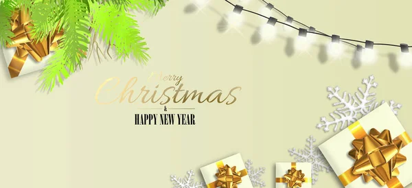 Christmas New Year Holiday Design Xmas Gold Gift Boxes Xmas — Stock Photo, Image