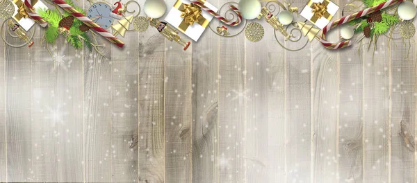 Χριστουγεννιάτικο πανό με τρισδιάστατα χριστουγεννιάτικα στολίδια — Φωτογραφία Αρχείου