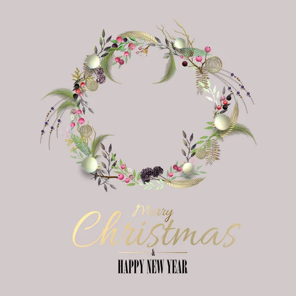Xmas Wreath 아름다운 크리스마스 파스텔 배경에 차원볼 크리스마스 받으세요 본문의 — 스톡 사진