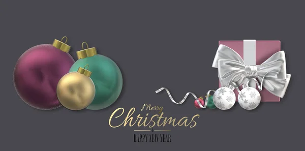 Xmas 상자가 크리스마스 디자인 Xmas 현실적 어두운 크리스마스 받으세요 렌더링 — 스톡 사진