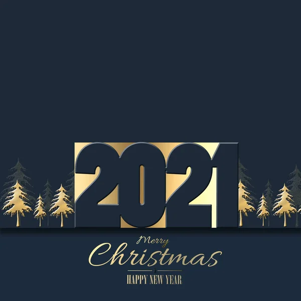 2021 Altın Basamaklı Yeni Yıl Kartı Siyah Mavi Zemin Üzerinde — Stok fotoğraf