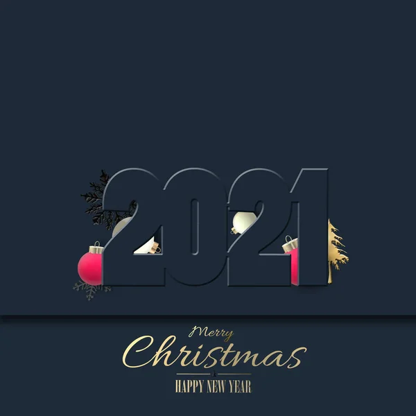 2021 Basamaklı Yeni Yıl Kartı Xmas Kırmızı Toplar Kar Taneleri — Stok fotoğraf