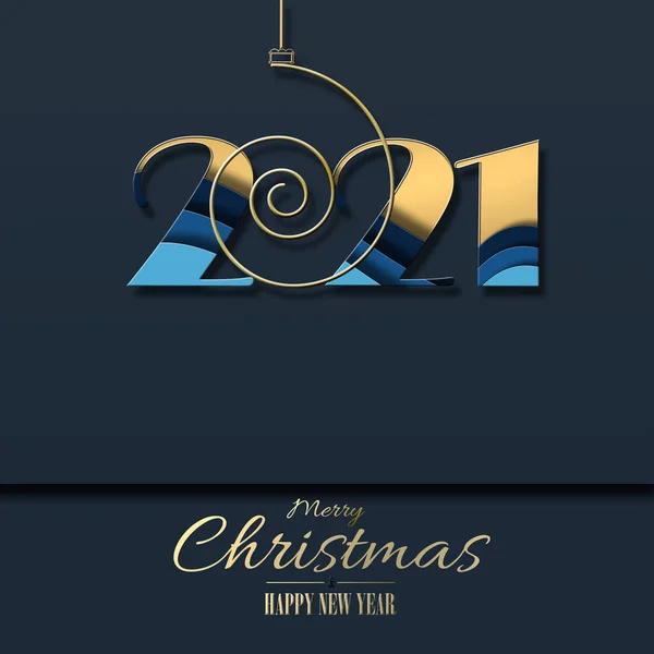 Holiday New Year 2021 Karta Cyfrą Wiszącą 2021Z Gradientowym Złotym — Zdjęcie stockowe