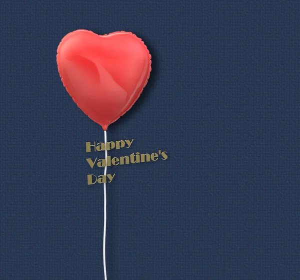 Valentijnsdag Achtergrond Met Hart Gevormd Rode Ballon Fijne Valentijnsdag Illustratie — Stockfoto