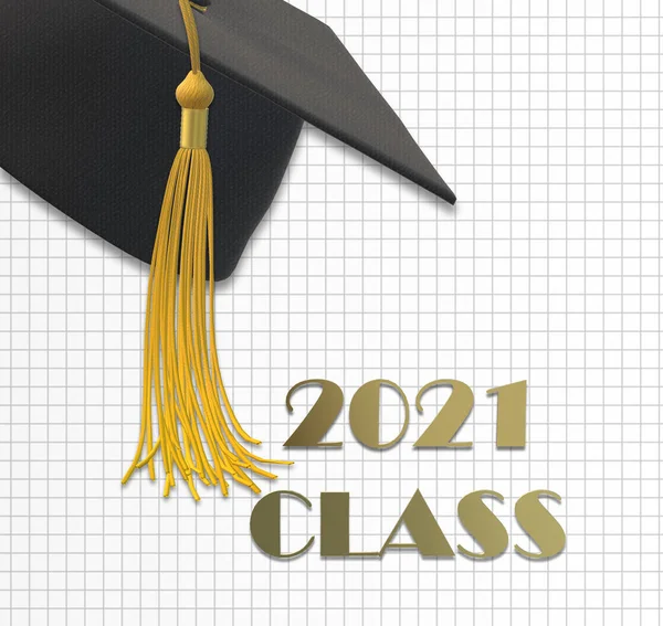 Graduation 2021 Class Graduation Cap Tassel Text 2021 Class Render — Stock Photo, Image