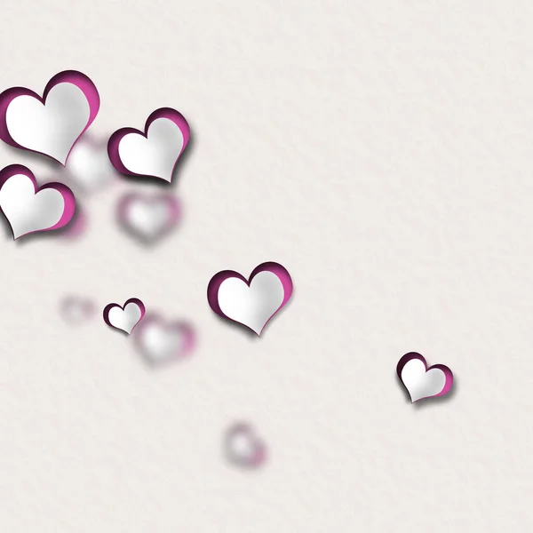 Pretty Romantic Pastel Valentine Card Paper Hearts Pastel Background Render — Stockfoto