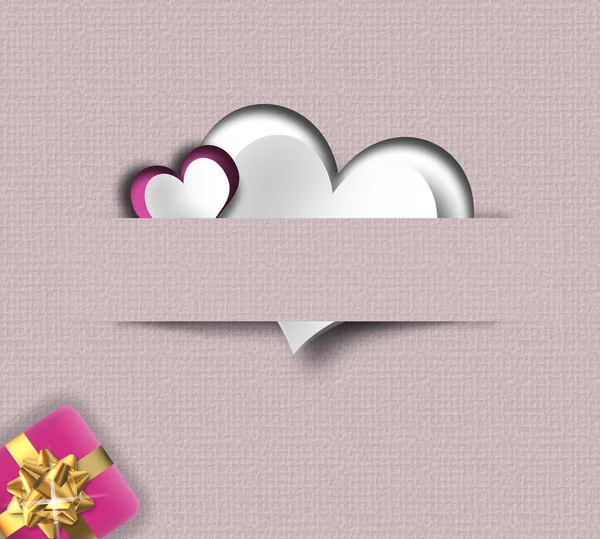 Elegant Love Card Valentine Pink Hearts Gift Box Pastel Colours — 스톡 사진